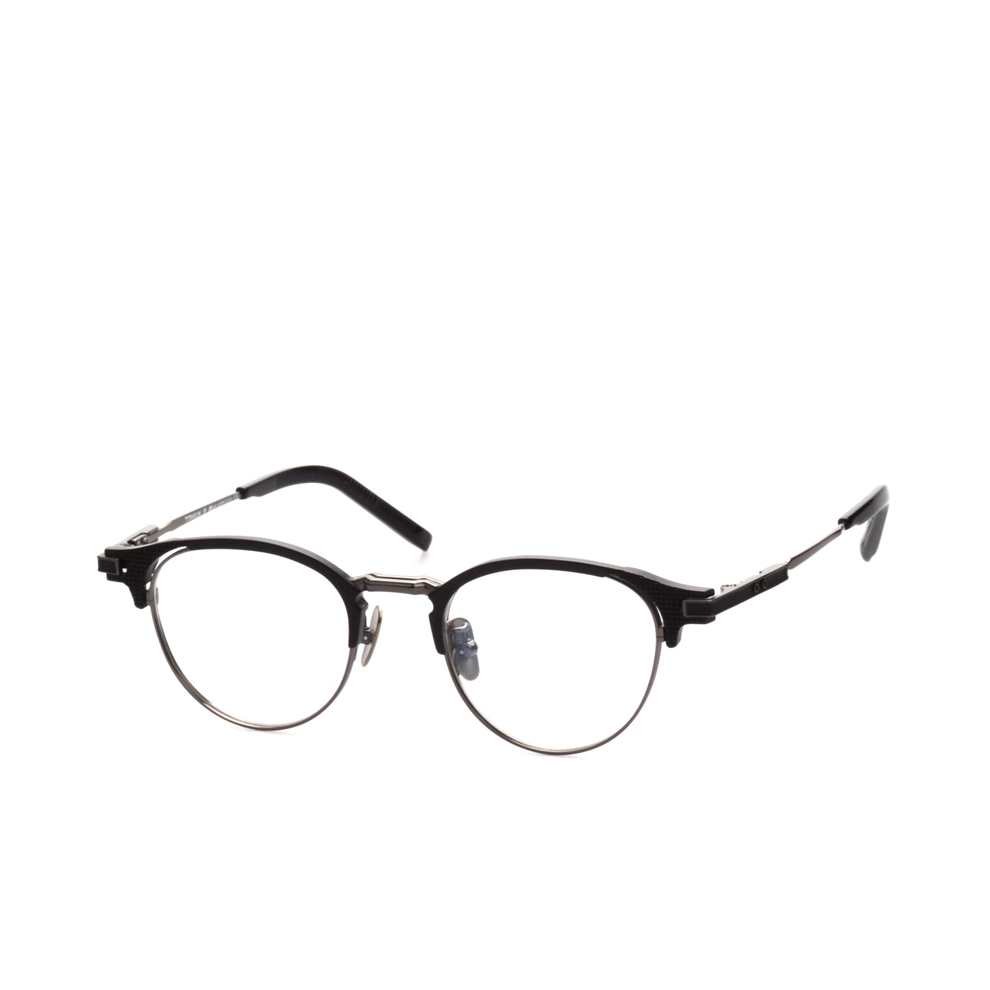 O'S OPTICAL Grid Gray Acetate & Titanium Browline Eyewear Frames