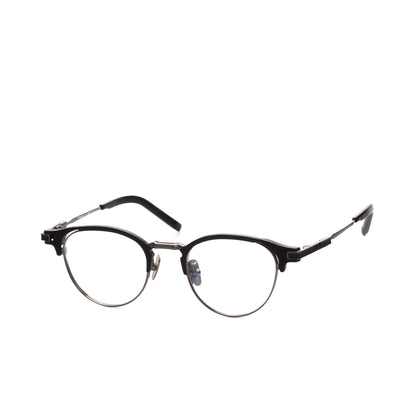 O'S OPTICAL Grid Gray Acetate & Titanium Browline Eyewear Frames