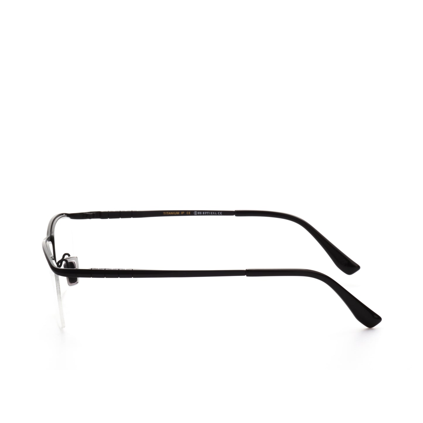 O'S OPTICAL Line Matte Black Titanium Browline Eyeglasses Frames