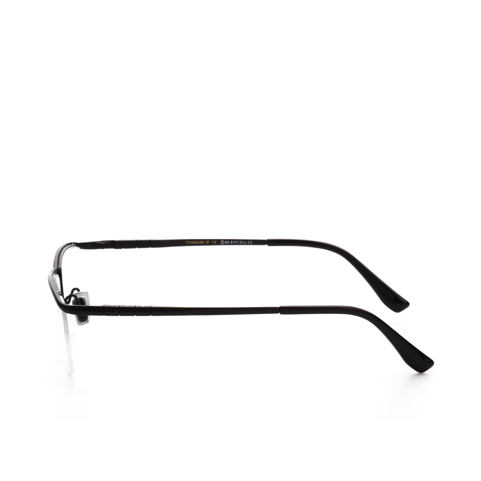 O'S OPTICAL Line Matte Black Titanium Browline Eyeglasses Frames