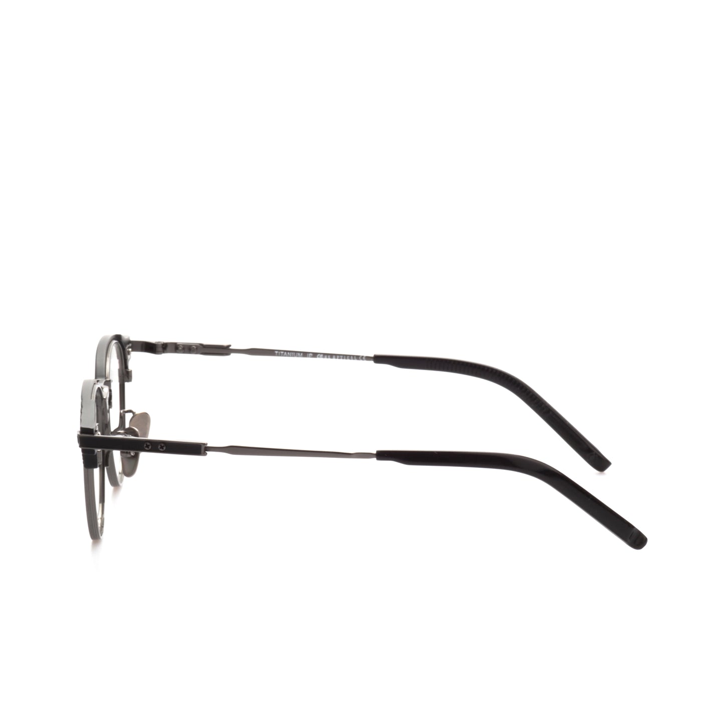 O'S OPTICAL Grid Gray Acetate & Titanium Browline Eyeglasses Frames