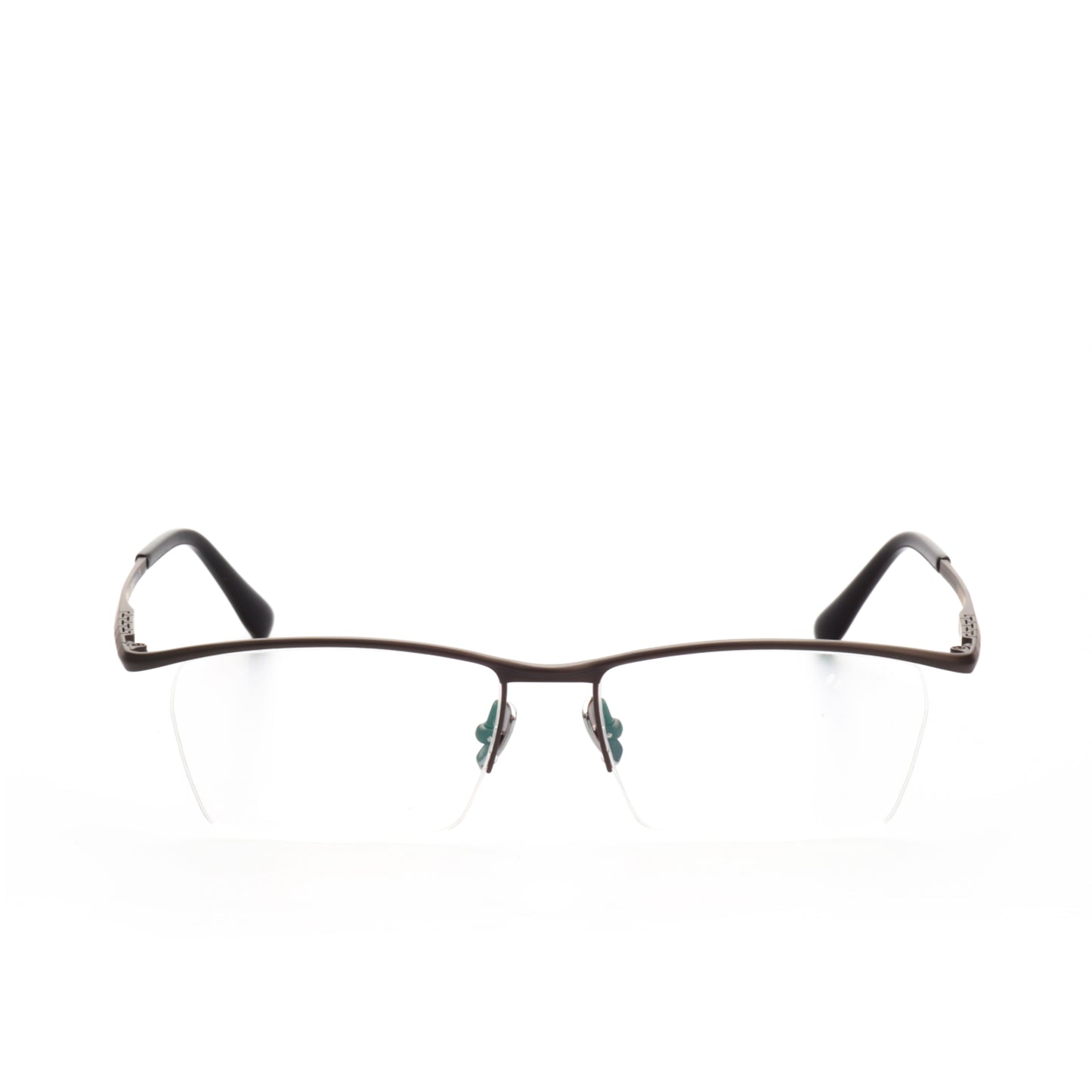 O'S OPTICAL Line Glossy Black Titanium Browline Glasses Frames