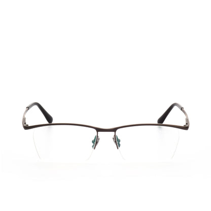 O'S OPTICAL Line Glossy Black Titanium Browline Glasses Frames
