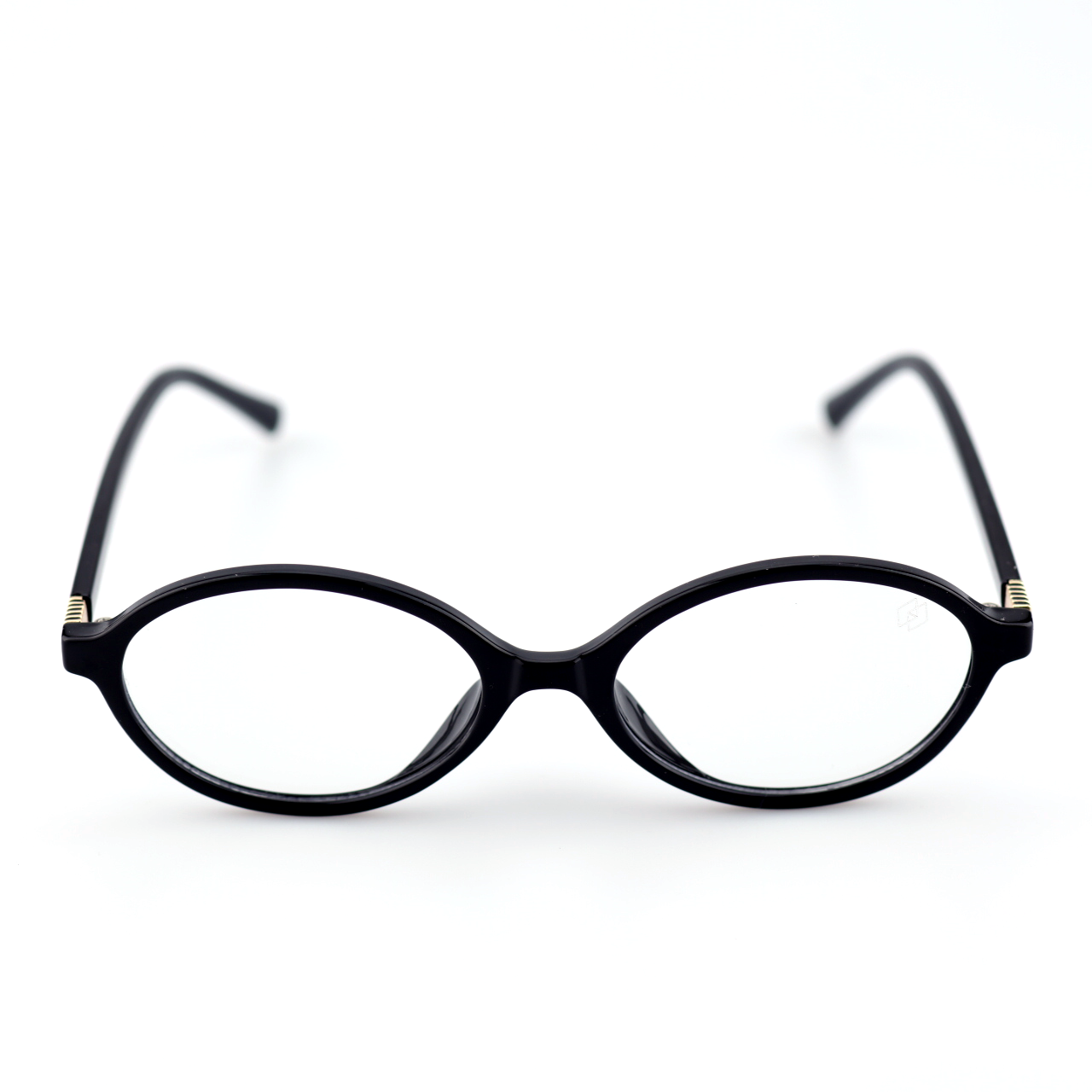 Anchor black oval prescription glasses front view || color=Glossy Black