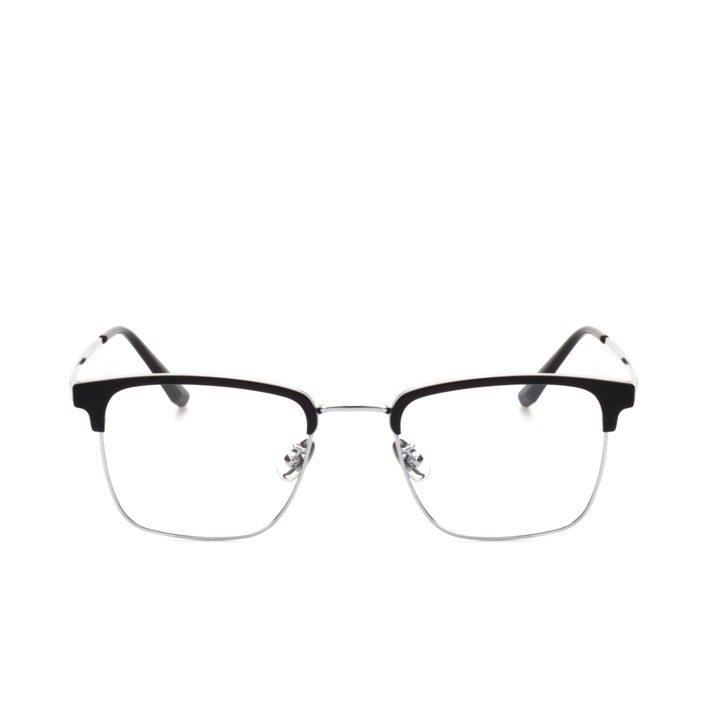 O'S OPTICAL Logic Silver Titanium Browline Glasses Frames