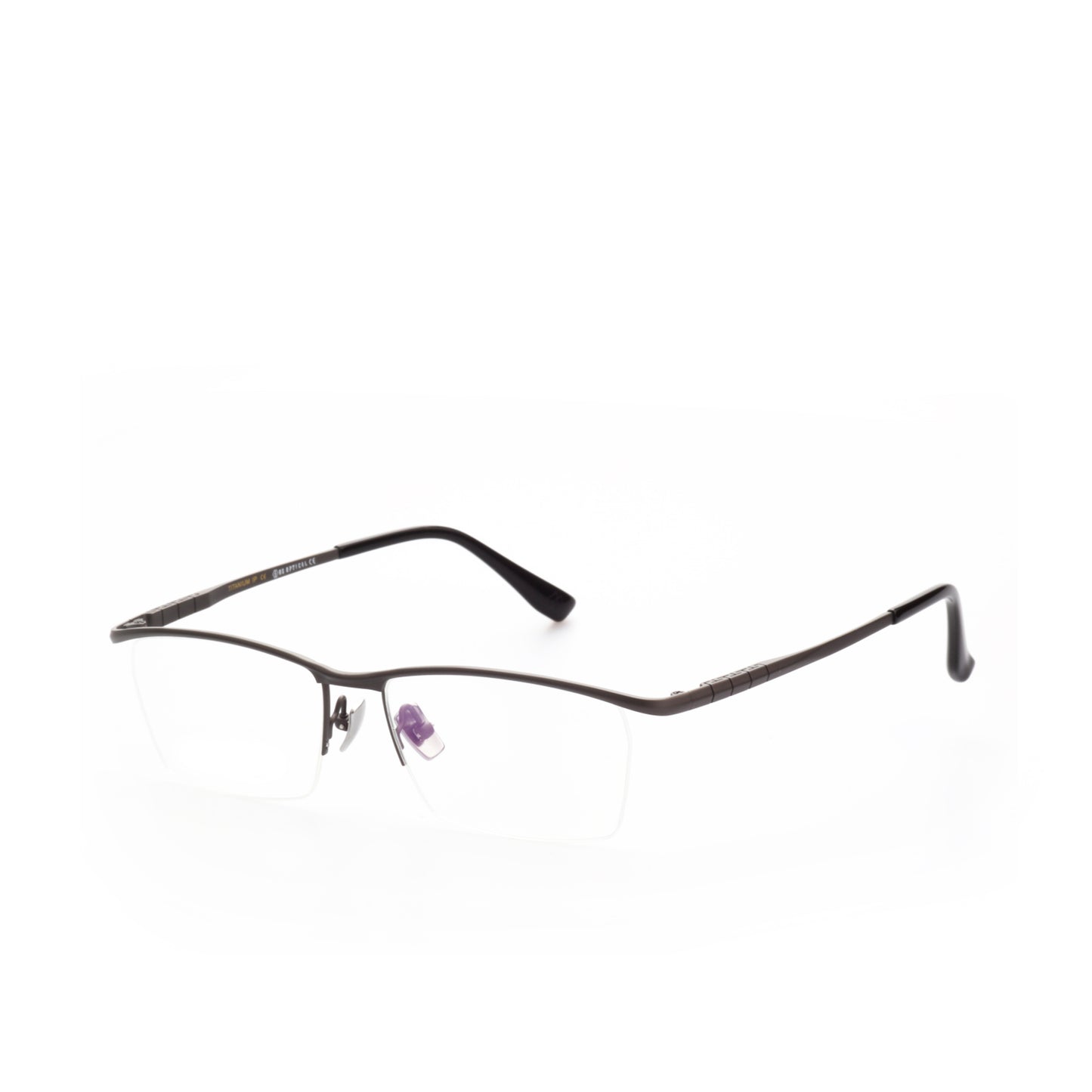 O'S OPTICAL Line Glossy Black Titanium Browline Eyewear Frames