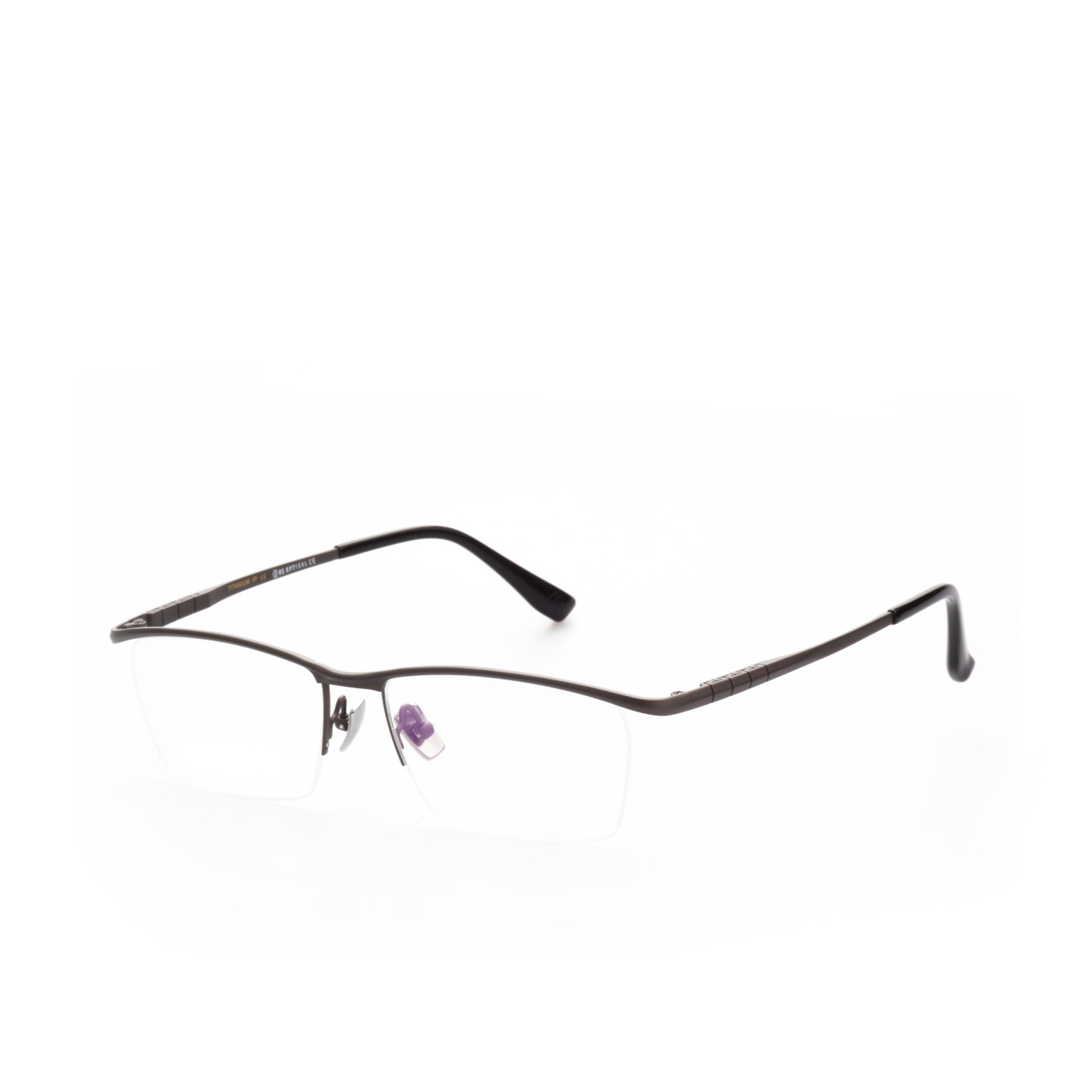 O'S OPTICAL Line Glossy Black Titanium Browline Eyewear Frames