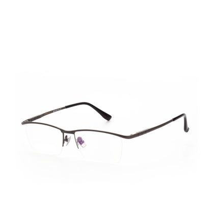 O'S OPTICAL Line Glossy Black Titanium Browline Eyewear Frames