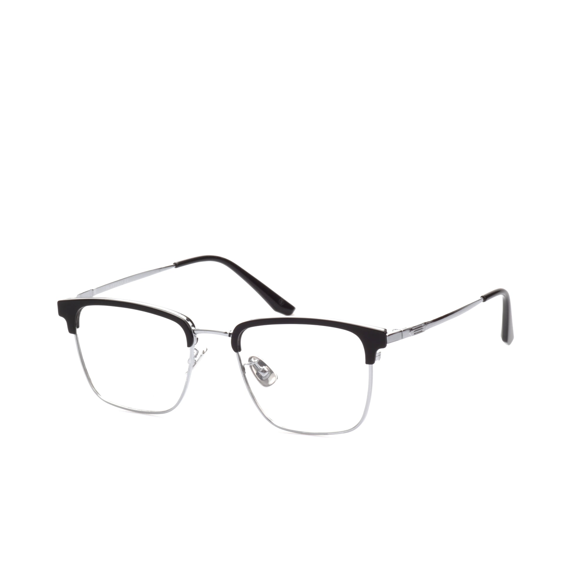 O'S OPTICAL Logic Silver Titanium Browline Eyewear Frames