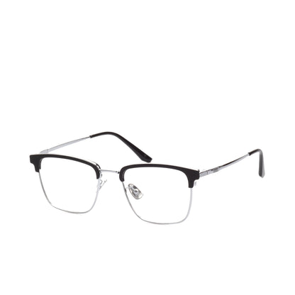 O'S OPTICAL Logic Silver Titanium Browline Eyewear Frames