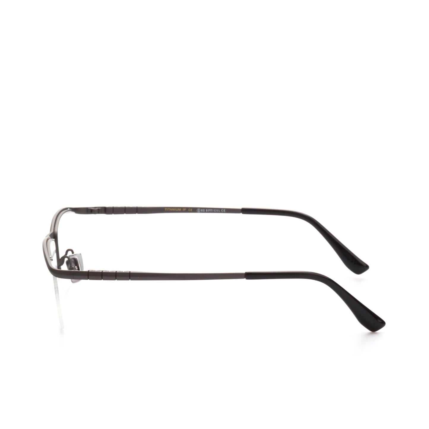 O'S OPTICAL Line Glossy Black Titanium Browline Eyeglasses Frames