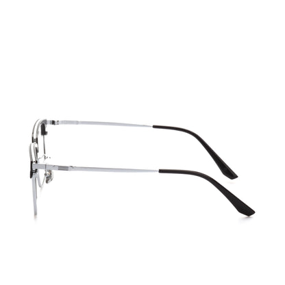 O'S OPTICAL Logic Silver Titanium Browline Eyeglasses Frames