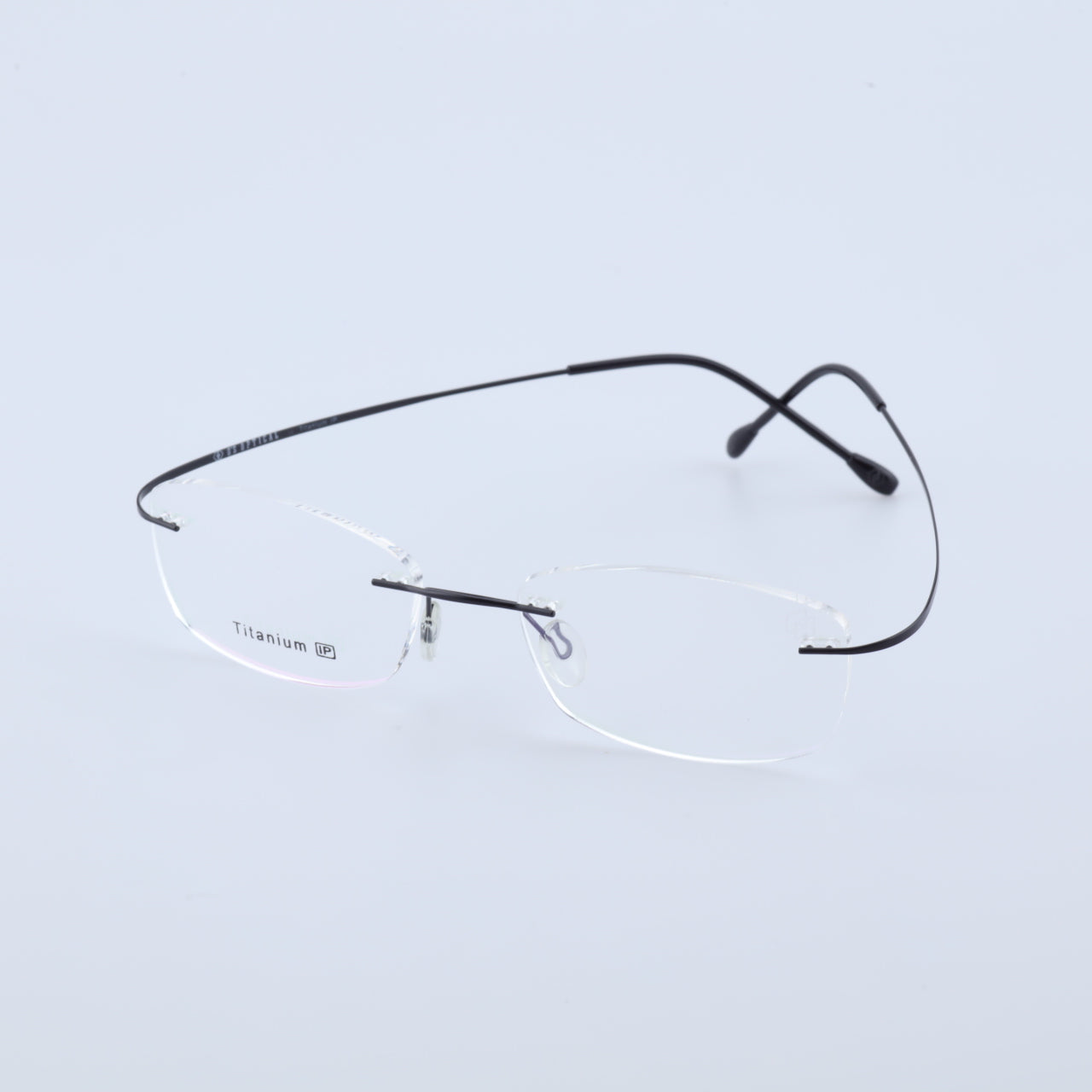 Feather ultra-light titanium rimless glasses side profile