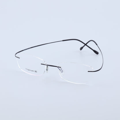Feather ultra-light titanium rimless glasses side profile