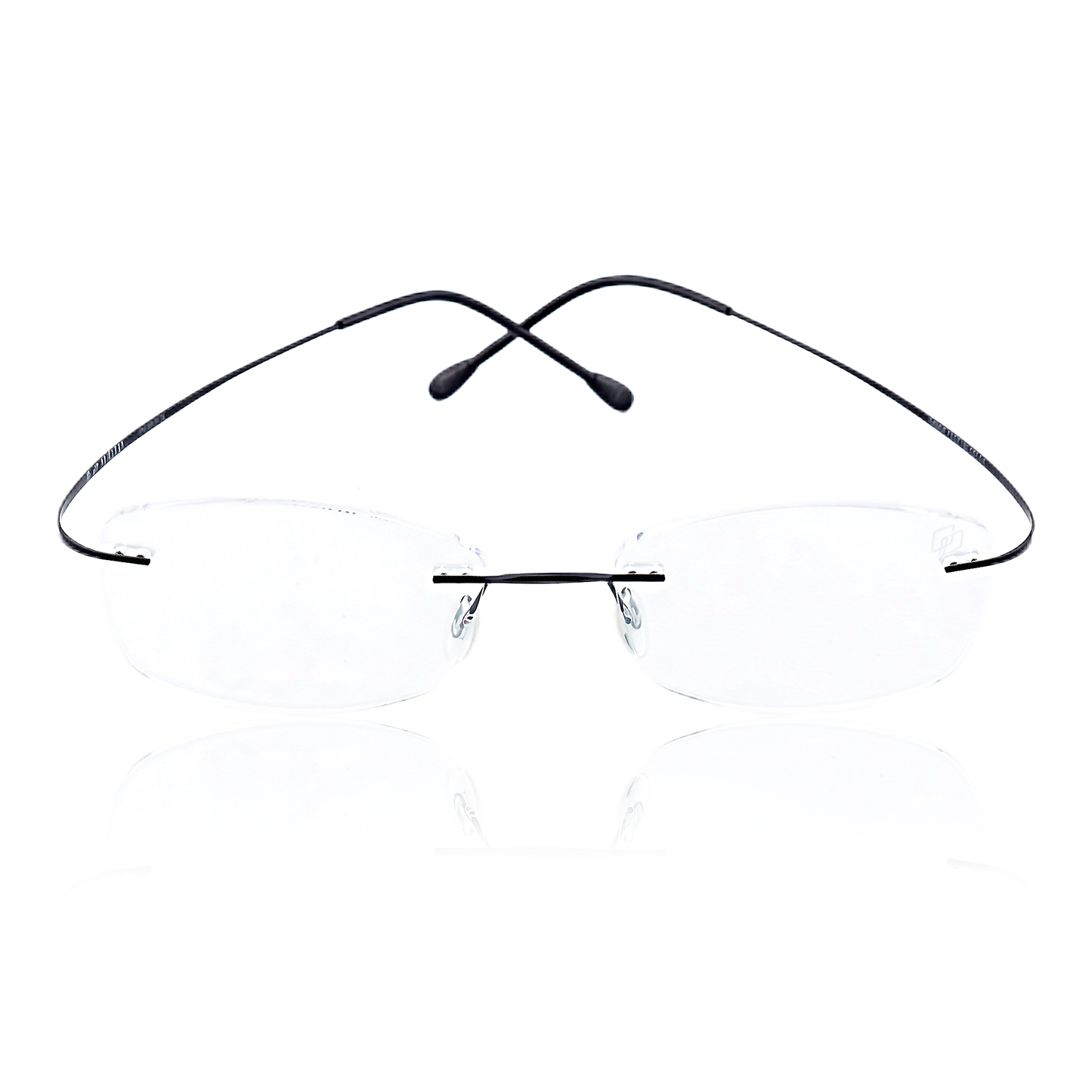 Feather ultra-light titanium rimless prescription glasses front view