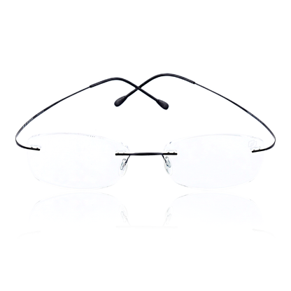 Feather ultra-light titanium rimless prescription glasses front view