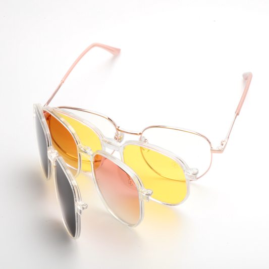 O'S OPTICAL Switch Pink Metal Square Clip-on Glasses