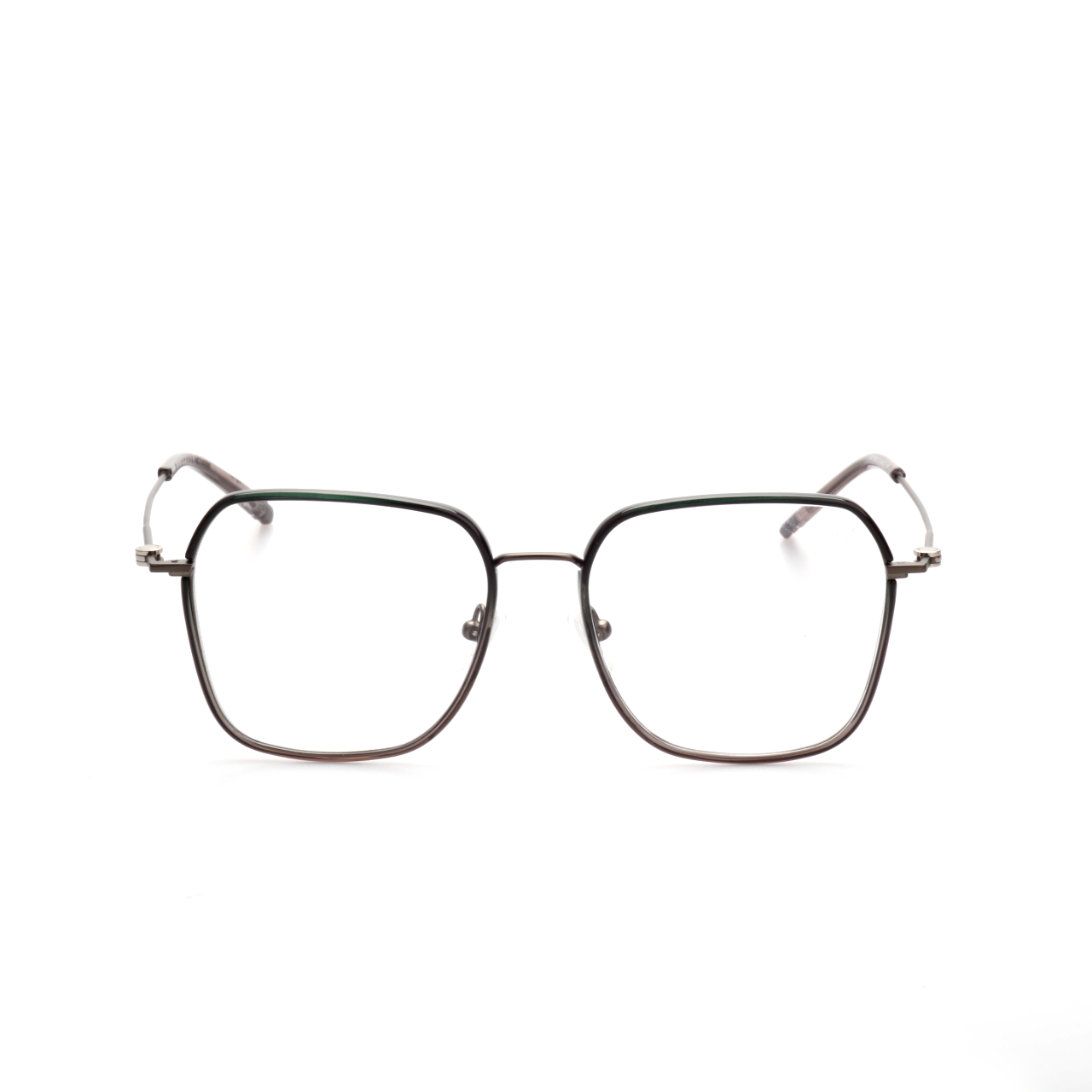 Layer titanium square glasses angled view