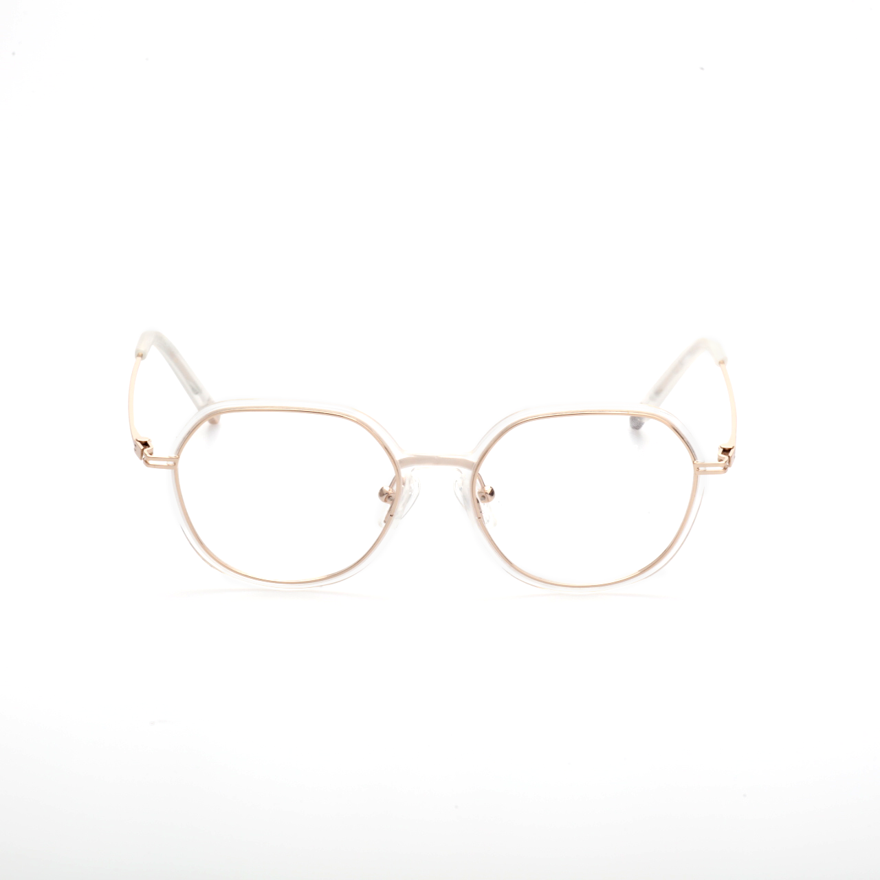 Prism titanium geometric eyeglasses angled view