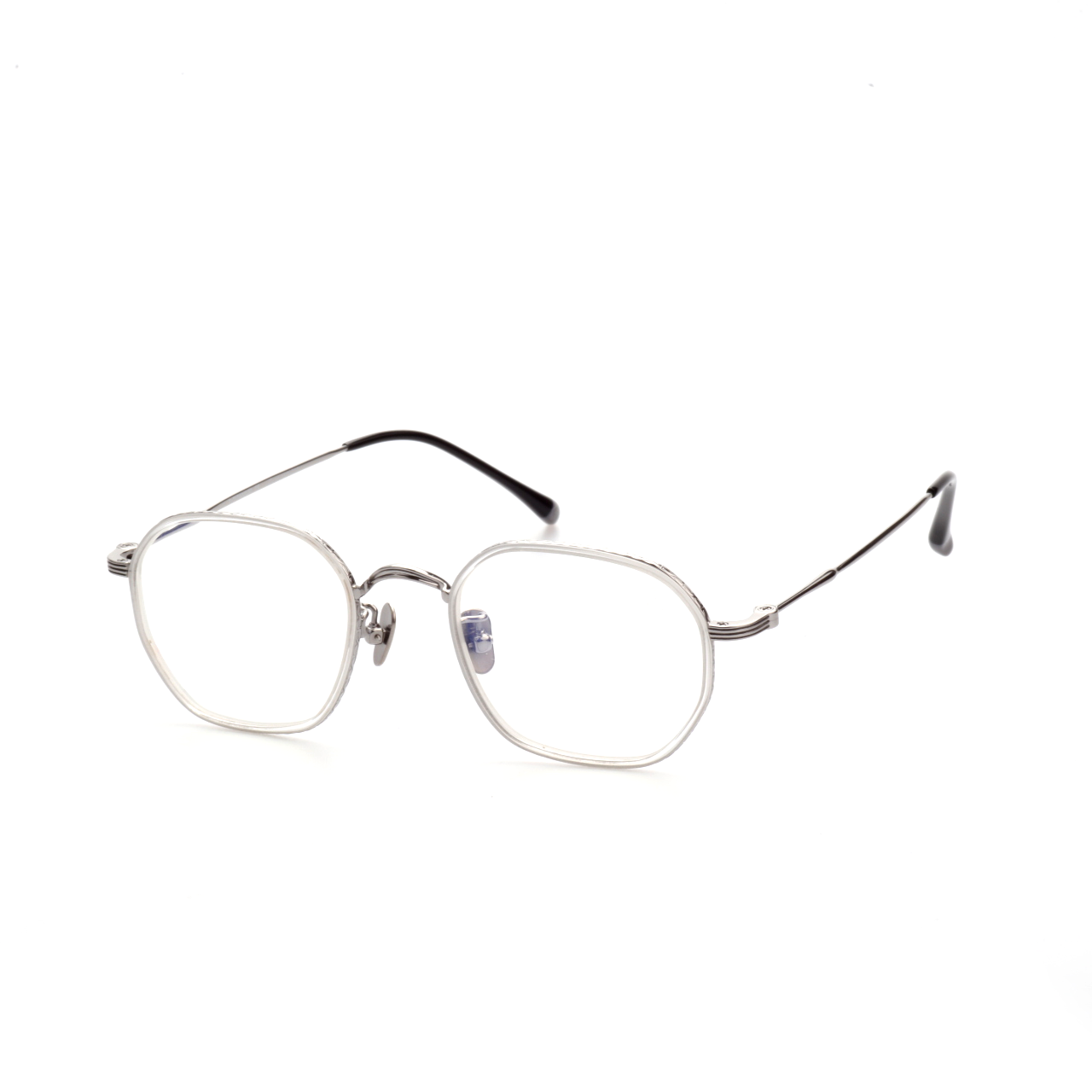 Span titanium geometric glasses side profile