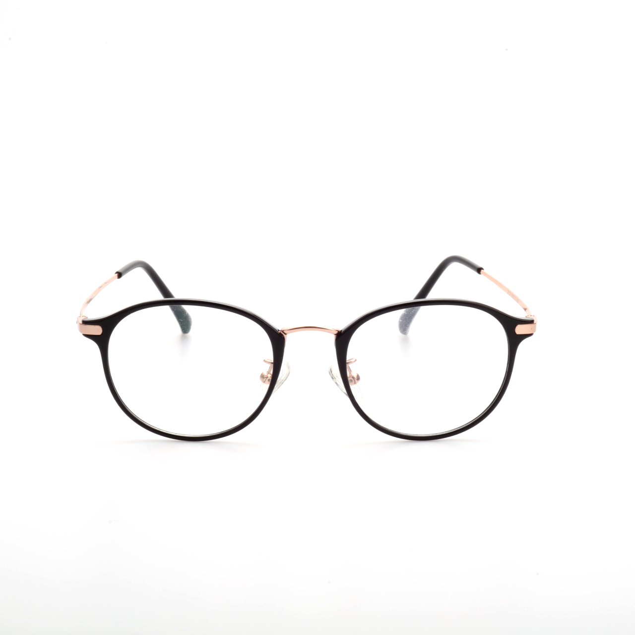 Roam Black acetate metal oval eyeglasses front view || color=Black