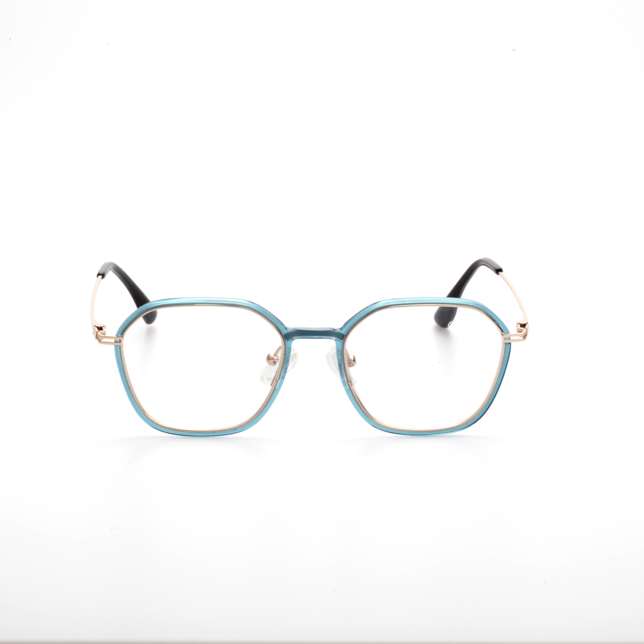 Prism titanium geometric eyeglasses angled view