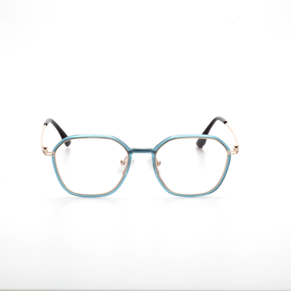 Prism titanium geometric eyeglasses angled view