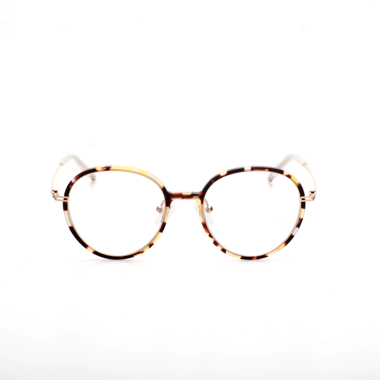 Plain titanium round eyeglasses front view