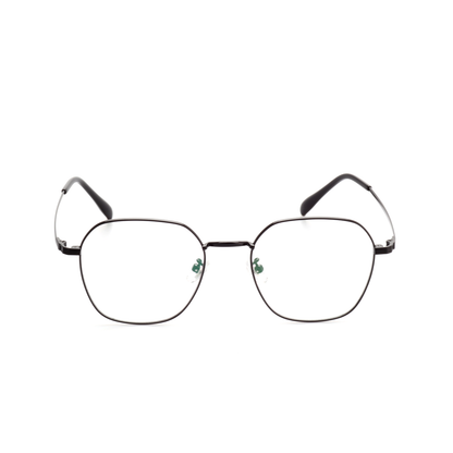Contour titanium geometric glasses front view