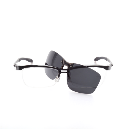 O'S OPTICAL Shift Black Acetate Browline Clip-on Glasses