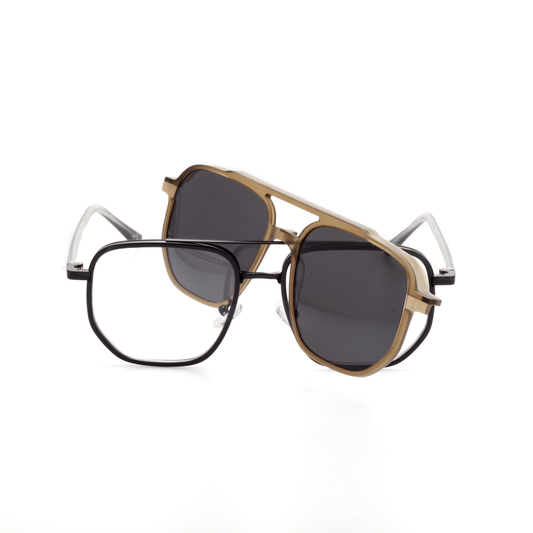 O'S OPTICAL Lock Black Metal Aviator Clip-on Glasses 