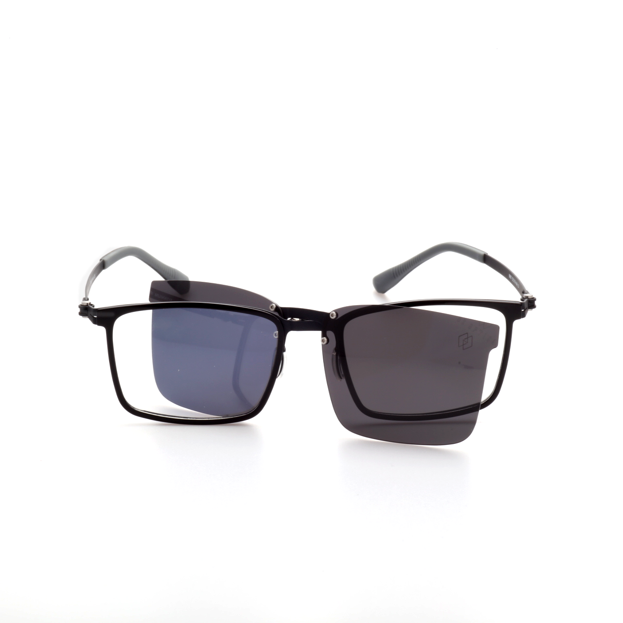 O'S OPTICAL Hook Black Titanium Rectangle Clip-on Sunglasses 