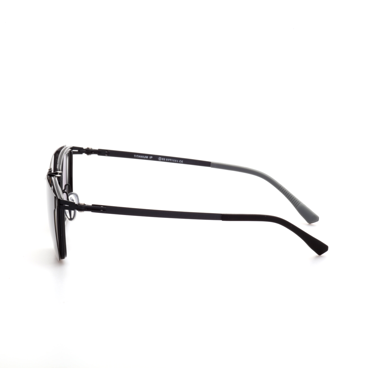 O'S OPTICAL Hook Black Titanium Rectangle Clip-on Sunglasses