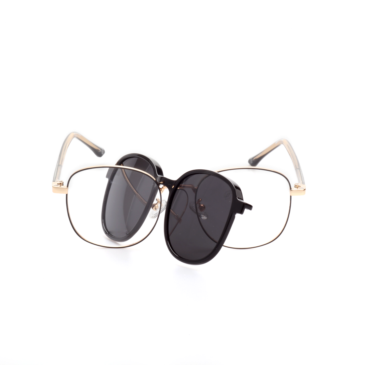 O'S OPTICAL Link Black Metal Square Clip-on Glasses