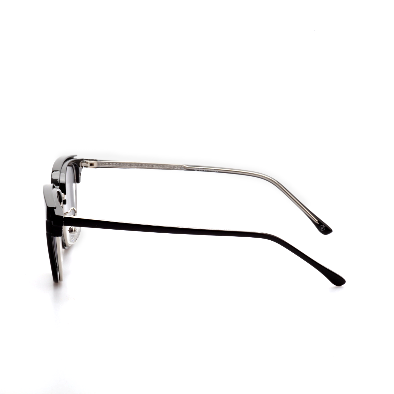 O'S OPTICAL Match Silver Metal Browline Clip-on Sunglasses 
