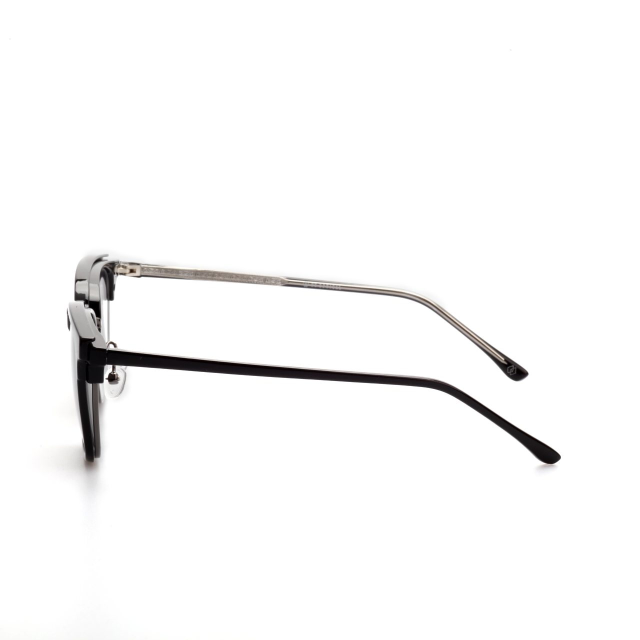 O'S OPTICAL Match Charcoal Gray Metal Browline Clip-on Sunglasses