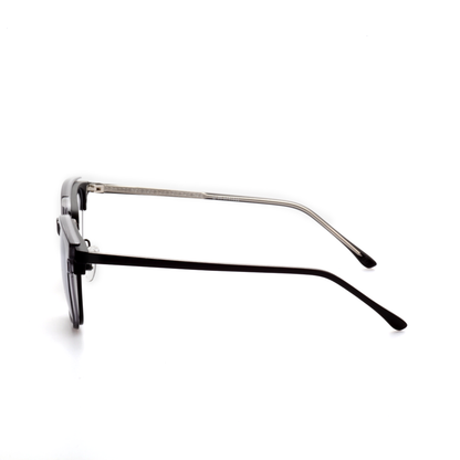 O'S OPTICAL Match Gray Metal Browline Clip-on Sunglasses