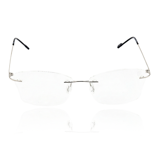 Stow lightweight titanium rimless prescription glasses front view