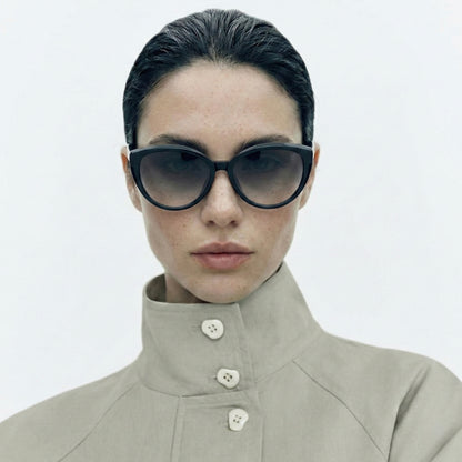 Ray bold acetate cat-eye sunglasses worn by model
